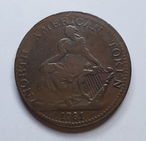 1781 North American Token Colonial Copper Coin - Choice Fine/Very Fine Cover