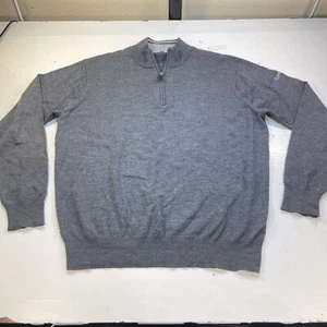 PETER MILLAR Merino Wool Silk Blend 1/4 Zip Pullover SWEATER Sz Mens L Gray  - Picture 1 of 5