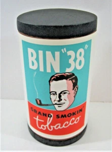 Papelera de cartón vintage ""38" etiqueta tabaco etiqueta lata de cartón John Weisert St Louis - Imagen 1 de 3