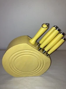 Vintage Fiesta Knife Set 6 PC With block Yellow - Picture 1 of 9