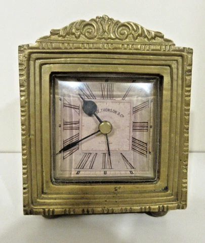 VINTAGE - TIMEWORKS INC-  - SQUARE BOX BRASS TABLE CLOCK  "NOT WOKING" Cover
