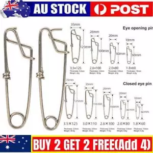 2PACK Stainless Steel Pin Safety Snaps Fishing Swivel Kit Hook Saltwater Tackle - Picture 1 of 19