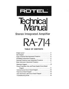Service Manual Guide For Rotel RA-714 - Picture 1 of 1