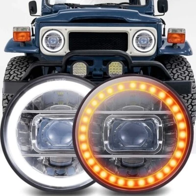 Austin Mini Cooper 1969 7 Inch Round Cree LED Headlights White 75W 9000 Lumen... - Image 1 of 4