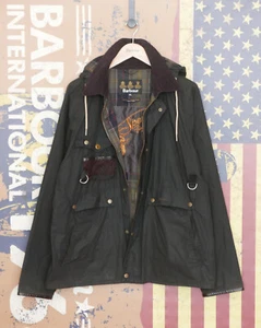 £229 Mens Barbour Spey Standen Fishing olive green hooded wax jacket XXL XL - Picture 1 of 8