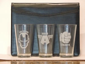 Avengers 3 Piece Glass Set: Iron-man, Captain America, and the Hulk - Picture 1 of 2
