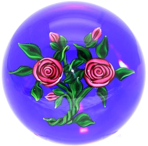 LARGE Splendid Ray BANFORD Double Crimped Red Rose BOUQUET Art Glass PAPERWEIGHT - Picture 1 of 9