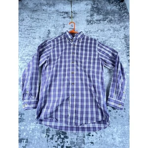 L.L. Bean S-Reg Plaid Button-Down Purple Micro Check Cotton Grid Shirt - Picture 1 of 5
