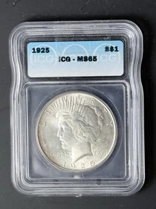 1925 Dollaro della Pace Argento $1 MS 65, spedizione gratuita - Foto 1 di 2