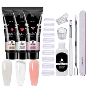 Poly Nail Gel Kit Portable UV Lamp Gel Manicure Home Nail Supplies Effectual - Picture 1 of 10