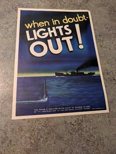 WWII Original Patriotic Poster by Seagram Distillers WHEN IN DOUBT - LIGHTS OUT! - Picture 1 of 13