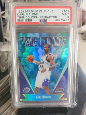1999 Topps Stadium Club Karl Malone Chrome True Colors REFRACTOR #TC-3 PSA 9 MT - image 1 of 4