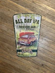 LETRERO IPA FUNDADORES TODO EL DÍA Bar Hombre Cueva Cerveza Artesanal 18 Alto x 12 pulgadas Ancho MADERA - Imagen 1 de 3