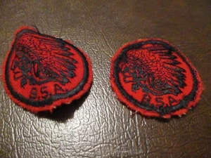 2 INDIAN CHIEF PATROL PATCHES - BOY SCOUT PATCH - RED/BLACK - 2" - USED - Picture 1 of 4