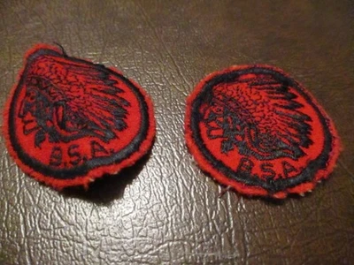 2 INDIAN CHIEF PATROL PATCHES - BOY SCOUT PATCH - RED/BLACK - 2" - USED - Image 1 of 4