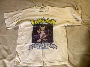 Rare Vintage Y2K Pokémon Nintendo Mewtwo White Kids T-Shirt – Youth Medium - Picture 1 of 3