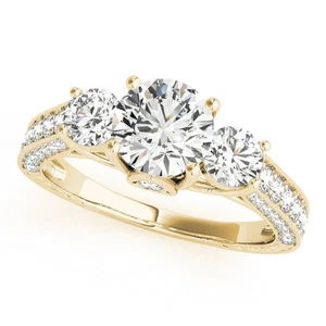 Lab-Created 1.75 Ct Round Cut White Diamond Engagement Ring 14K Yellow Gold FN - Picture 1 of 3
