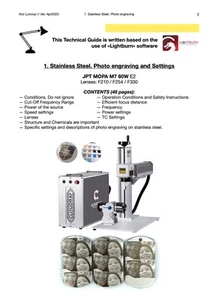 Technical Guide #1. Photo engraving and settings / stainless steel. JPT MOPA M7 - Picture 1 of 4