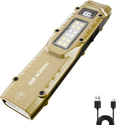 EDC Tactical Flashlight, Flat Flashlights Rechargeable,Dual-Switches LED Small F