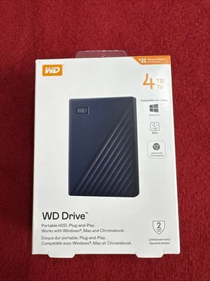 WD Drive Portable 4 TB HDD External Hard Drive Windows + Mac + Chromebook  New - Image 1 of 4