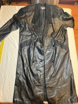 Maurice's пальто из черной кожи коричневый замши текстурированный печать кнопки карманы с подкладкой M - Изображение 1 из 4