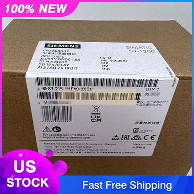 ONE New SIEMENS 6ES7 215-1HF40-0XB0 6ES7215-1HF40-0XB0 SIMATIC S7-1200F CPU 1215 - Image 1 of 3