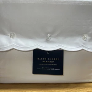 Ralph Lauren Malin Scallop Organic Cotton Duvet Studio White Full/Queen - Picture 1 of 4