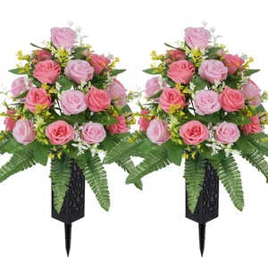 MOOMASS Künstliche Friedhofsblumen - Grabschmuck, Friedhofsblumen für... - Bild 1 von 6