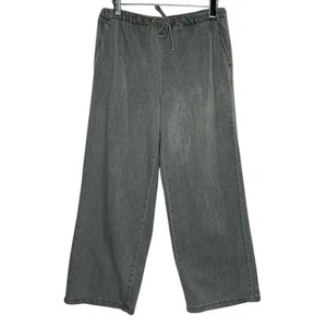 Zara L Womens Wide Leg Jogger Jeans 100% Cotton Wash Dyed Gray - Picture 1 of 11