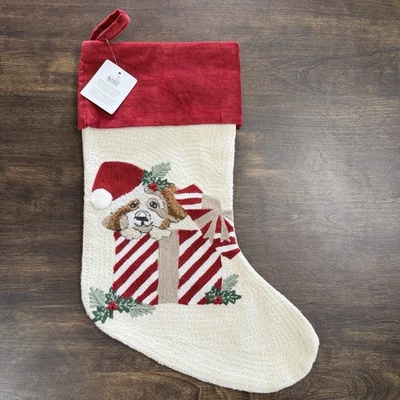 CERÁMICA GRANERO VACACIONES ICONOS CREWEL CACHORRO PERRO EN PRESENTE NAVIDAD MEDIAS Foto 1 de 4