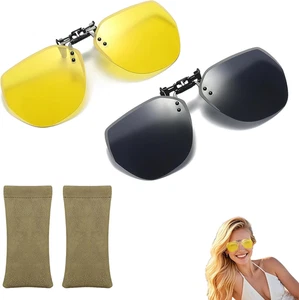 Clip-on Nachtfahrbrille,Auto Brille gegen Blenden - Überzieh Sonnenbrille mit Bl - Bild 1 von 7