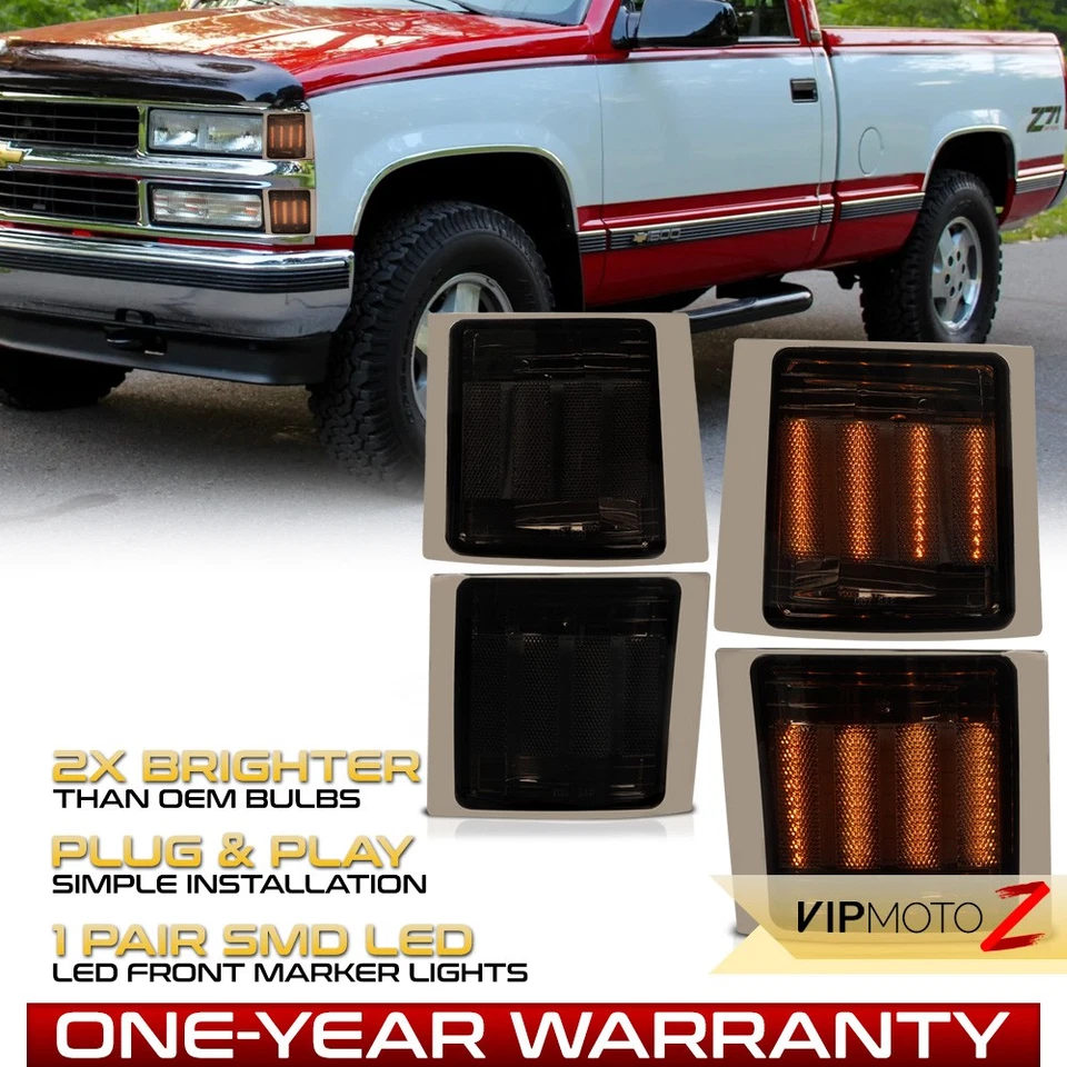 LED 4PC Smoke Tinted Corner Marker Lights For 1994-1999 Chevy C/K Tahoe Suburban Foto 1 de 4