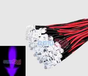 20 piezas x Luz LED púrpura 5 mm precableada 24V 20 cm Bombillas Lámpara Agua transparente - Imagen 1 de 5