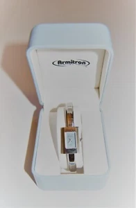 Vintage Armitron Silver Bracelet  Cuff Watch Rectangular Face Quartz w/Box #20 - Picture 1 of 1