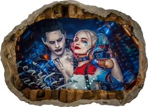 Harley Quinn Joker Suicide Squad 3D zertrümmerte Wandansicht Aufkleber Poster Vinyl Z541 - Bild 1 von 1