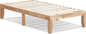14 Inches Wood Platform Bed Frame Twin Size, Solid Wood Mattress Foundation with
