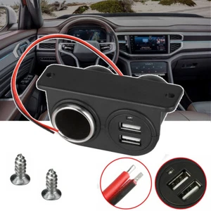 Car Accessories Dual USB Power Outlet DC 12V Socket Plug Adapter Auxiliary Black - Picture 1 of 11