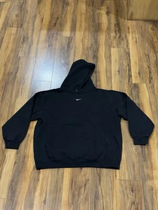 Vintage Y2K Nike Silver Tag Center Swoosh Hoodie Pullover Herren S Schwarz Oversize - Bild 1 von 8