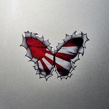 Japanese Rising Sun Flag Butterfly Ripped Metal Vinyl Sticker For Car 110x80mm