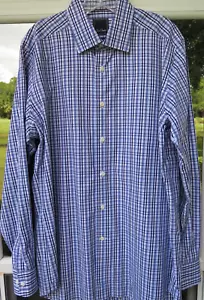 David Donahue Mens Blue Checks Slim Fit Dress Shirt Large 16 1/2x34/35 NWOT NEW - Picture 1 of 17