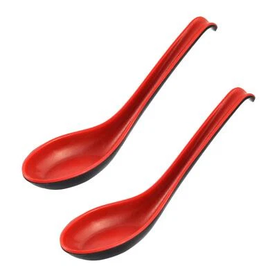 Kitchenware Plastic Utensil Soup Food Porridge Spoon Ladle 16Length Red 2pcs - Image 1 of 2