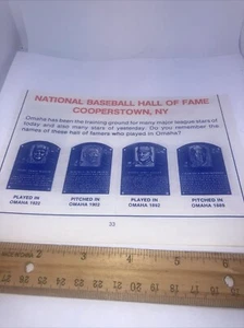 Omaha Royals MLB HOF Inductees Print From Vintage 1979 Program NB2 - Picture 1 of 6