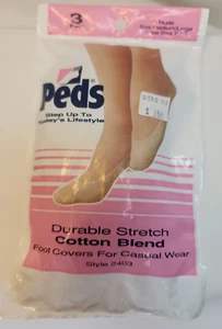 Peds Cotton Blend Foot Covers, Nude, Size Medium/Large, 3 Pair, New - Picture 1 of 3