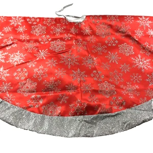 Falda Árbol Navidad Rojo Plata Copo de Nieve Brillo 48" - Imagen 1 de 6