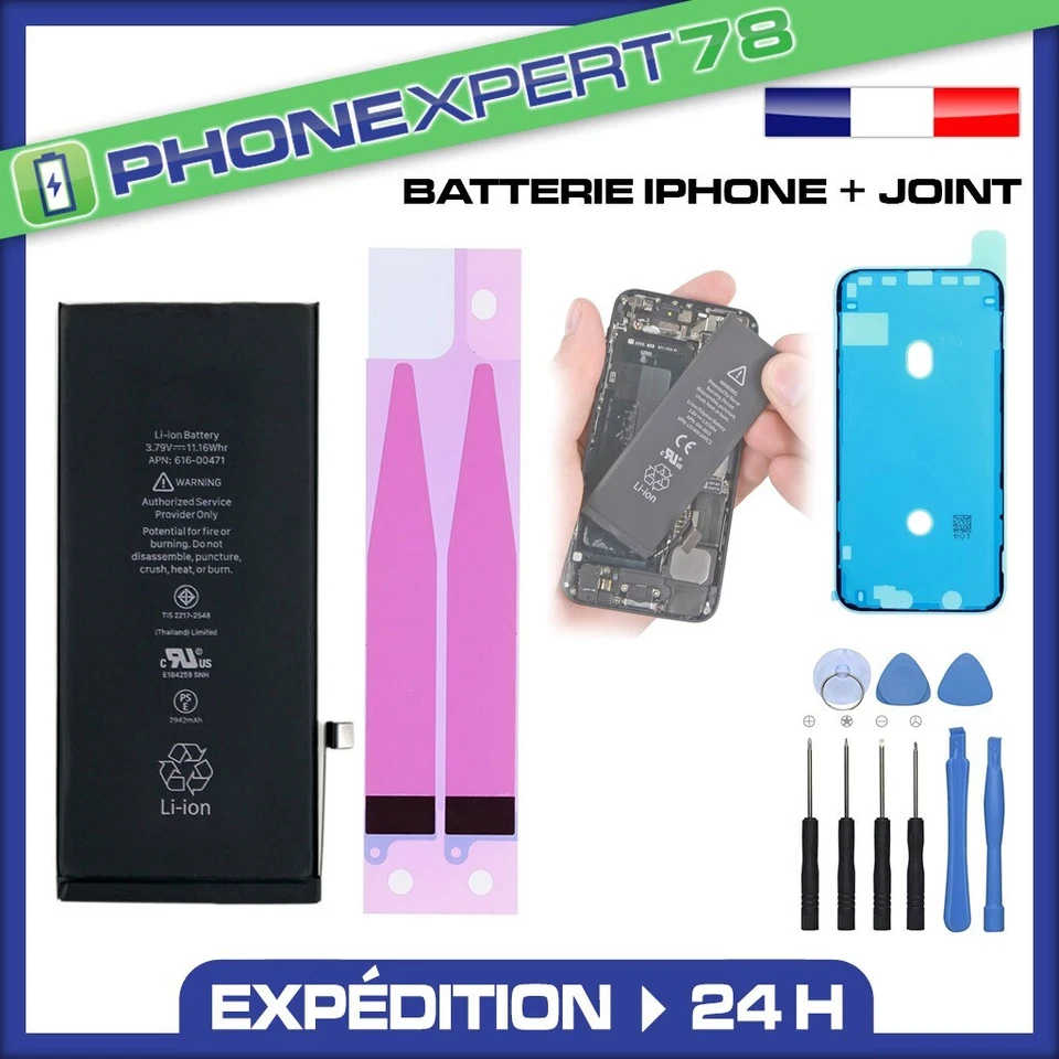 BATTERIE NEUVE COMPATIBLE IPHONE SE 6 7 8 X XR XS 11 12 13 14 15 PRO MAX + JOINT - Photo 1/1