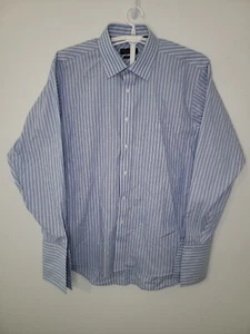 Donald Trump Signature Series Mens 17 34 / 35 Blue Striped French Cuff Shirt - Picture 1 of 9