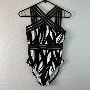 Apt. 9 One Piece Criss Cross Front Straps and A See Thru Waistband Size Small - Picture 1 of 7