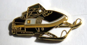 Snowmobile Pin _ Vintage Lapel Pin Black/Yellow/White - Picture 1 of 2