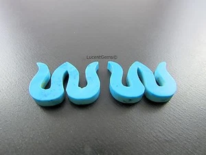 Mesmerizing Pair Of Trident Shape Hand Carved Chinese Turquoise Stones - Picture 1 of 7