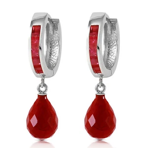 7.8 Carat 14K Solid White Gold Classic Stays Ruby Earrings - Picture 1 of 5